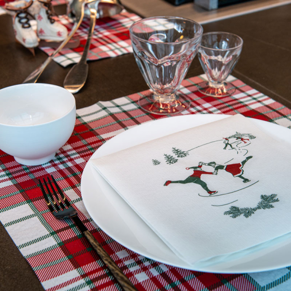 Paviot napkin Patinoire, rink, white-red-green, style